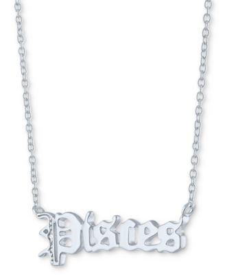 Diamond Accent Zodiac Name 18" Pendant Necklace in Sterling Silver or 14k Gold-Plated Sterling Silver