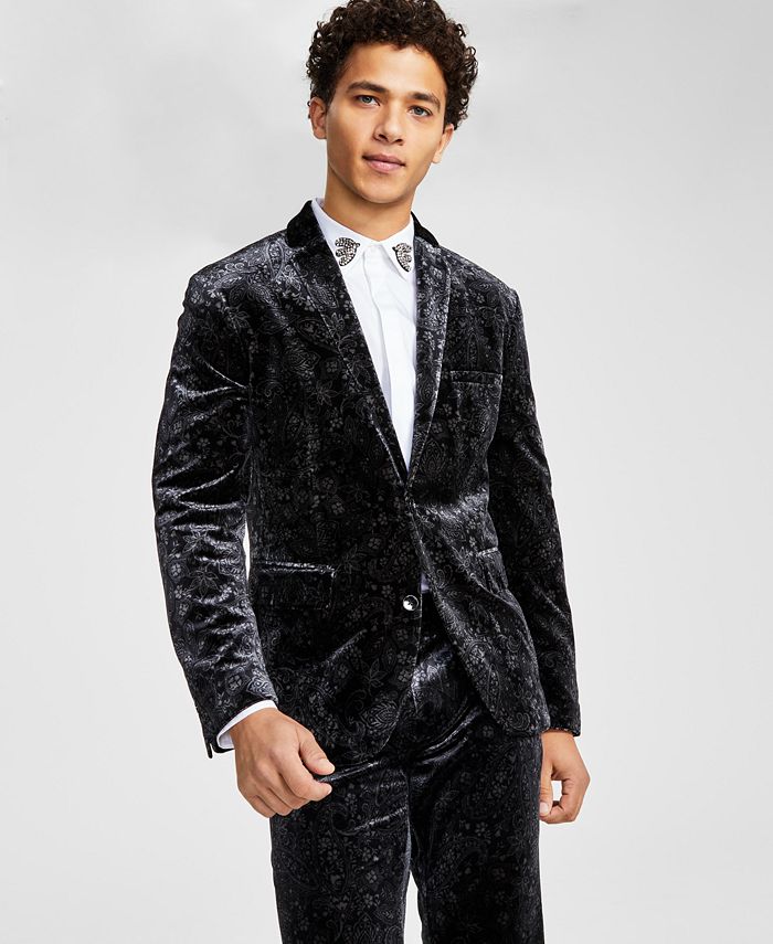 I.N.C. International Concepts INC International Concepts Men's Slim-Fit  Paisley Velvet Suit Jacket, Created for Macy's - Macy's