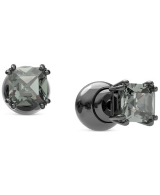 Black-Tone Millenia Crystal Stud Earrings