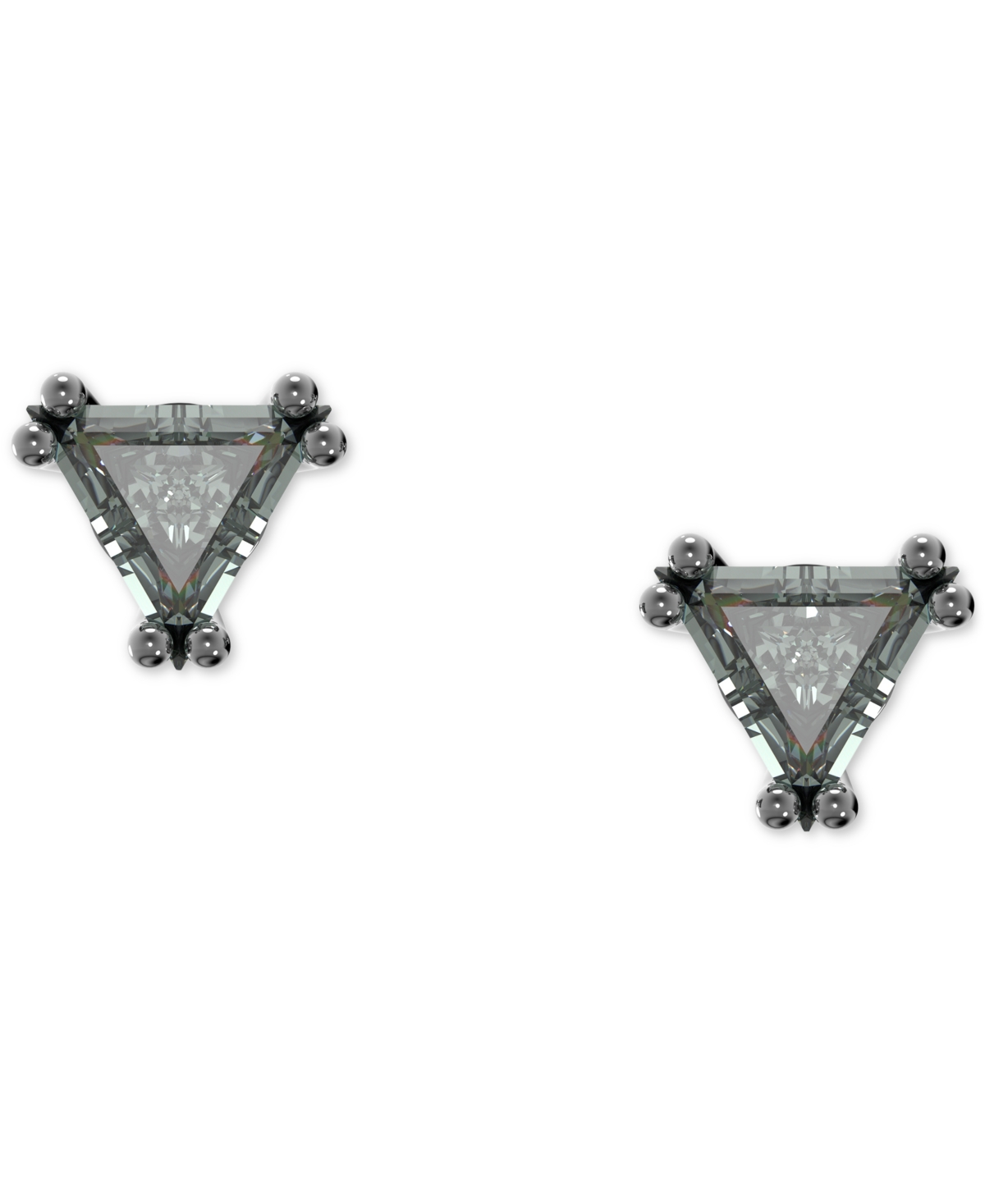 Shop Swarovski Black-tone Triangle Crystal Stud Earrings In Grey
