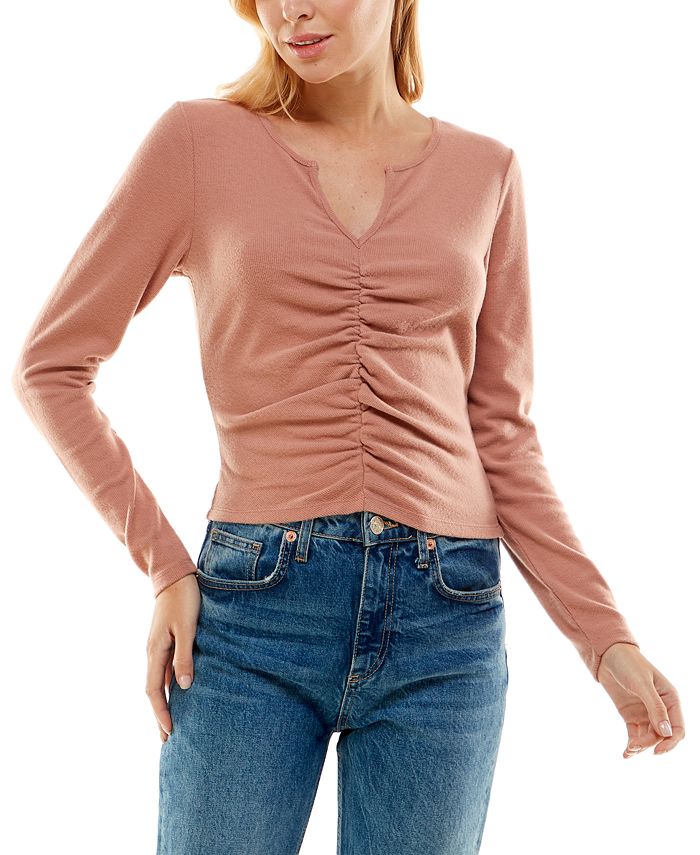 Ultra Flirt Juniors' RuchedFront LongSleeve Top Macy's