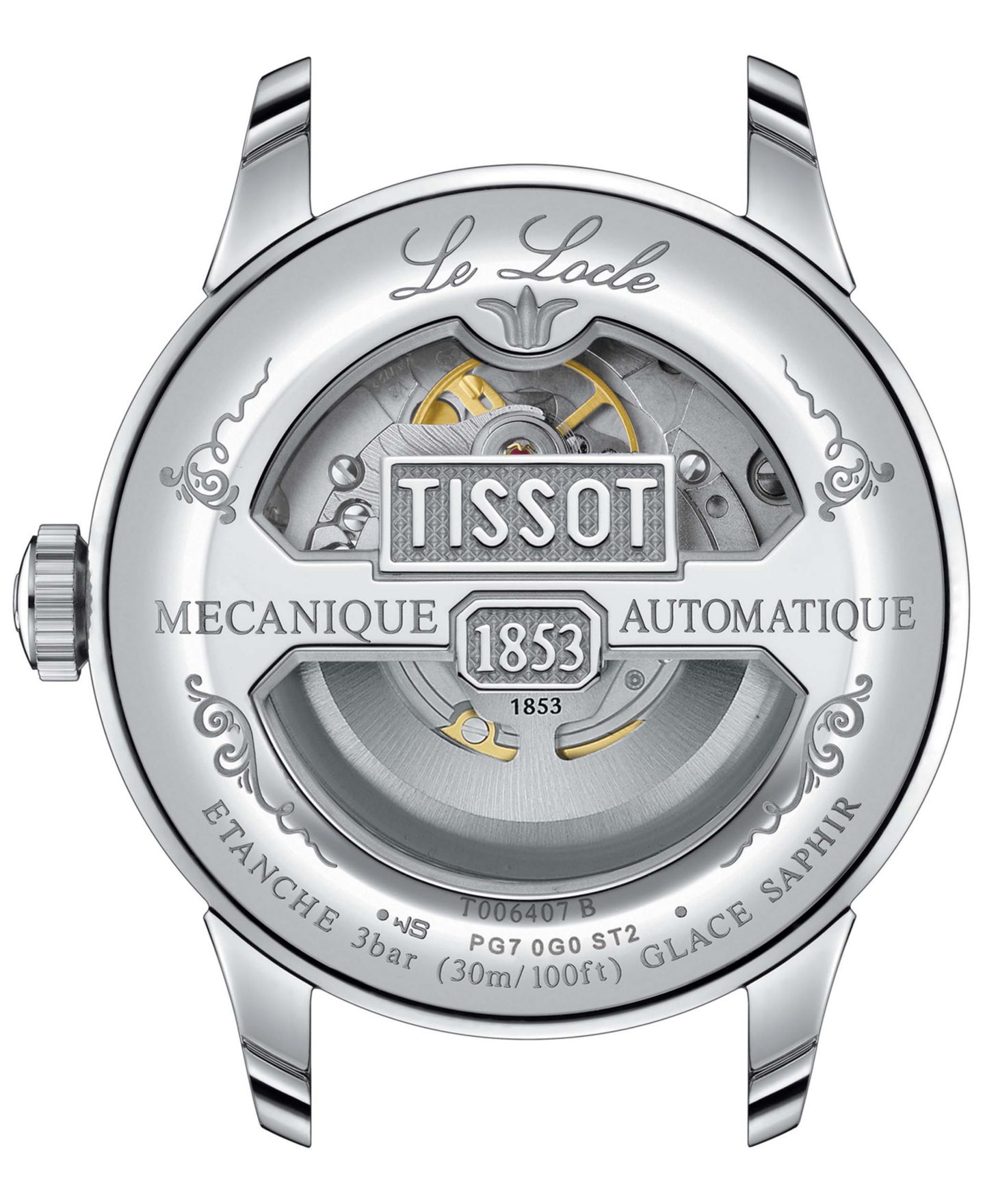 Мужские часы Tissot Swiss Automatic Le Locle Powermatic 80 Open Heart Brown Leather Strap Watch 39mm — фото 3