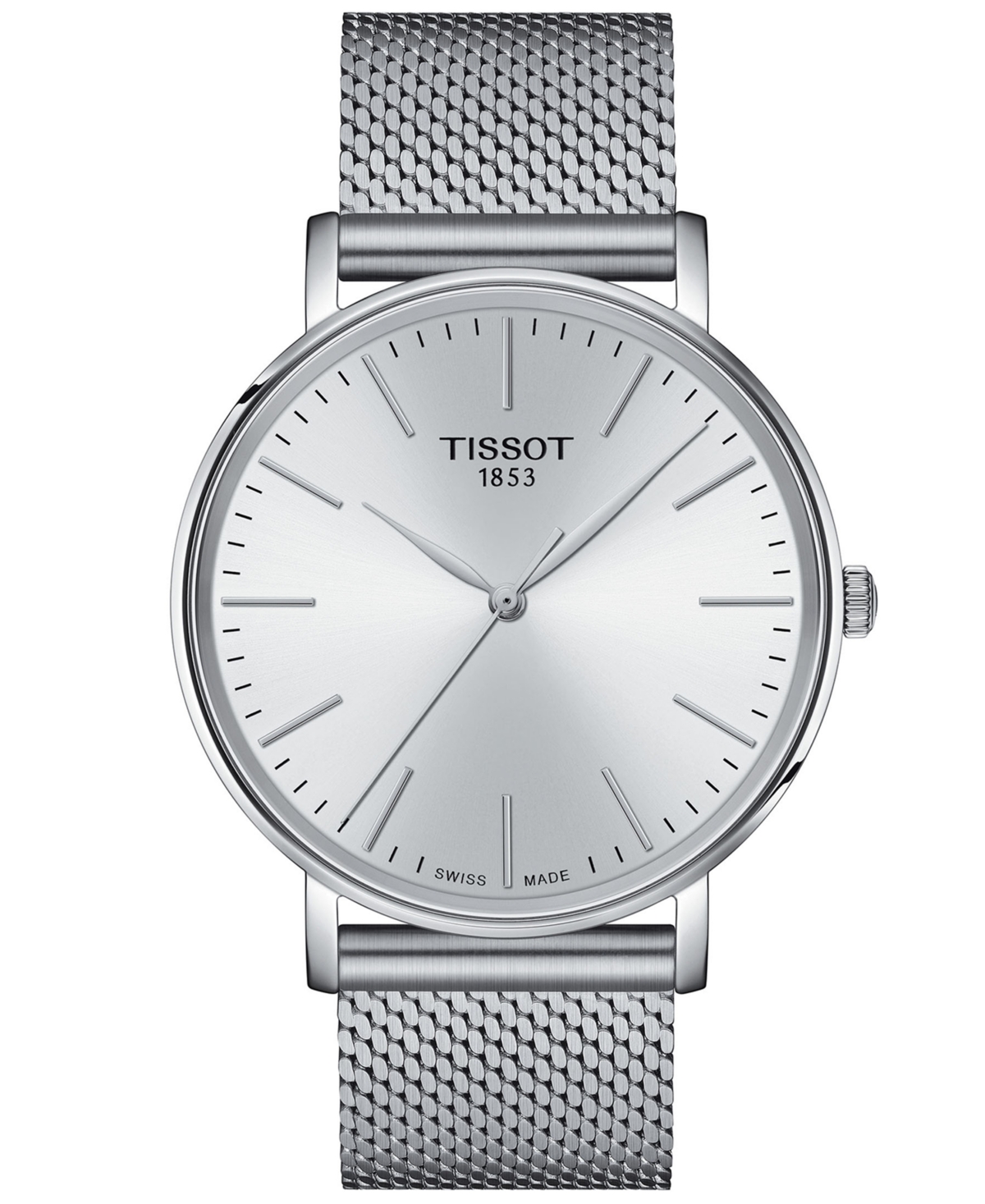 Tissot Men's Swiss Everytime Stainless Steel Mesh Bracelet Watch 40mm In Grey