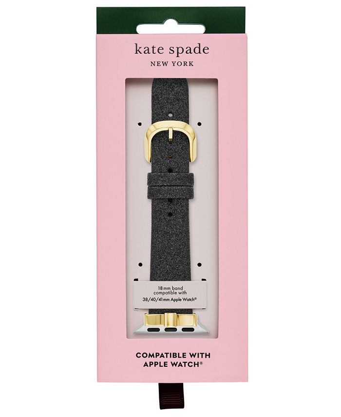 kate spade new york Women's Black Glitter Bow Leather Band for Apple