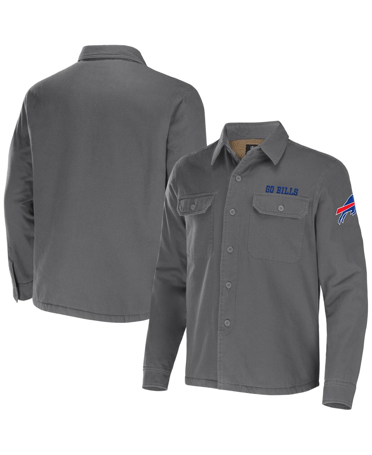 Fanatics Men's Nfl X Darius Rucker Collection By  Gray Buffalo Bills Canvas Button-up Shirt Jacket