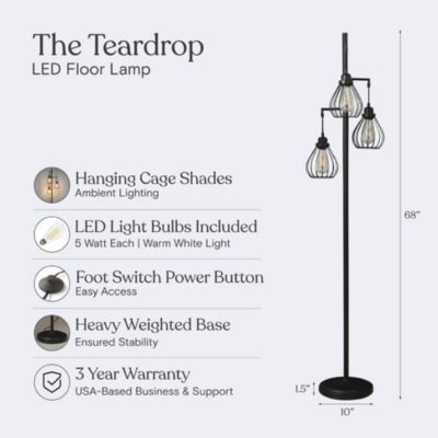 Teardrop 68" LED Floor Lamp with 3 Metal Teardrop Shades