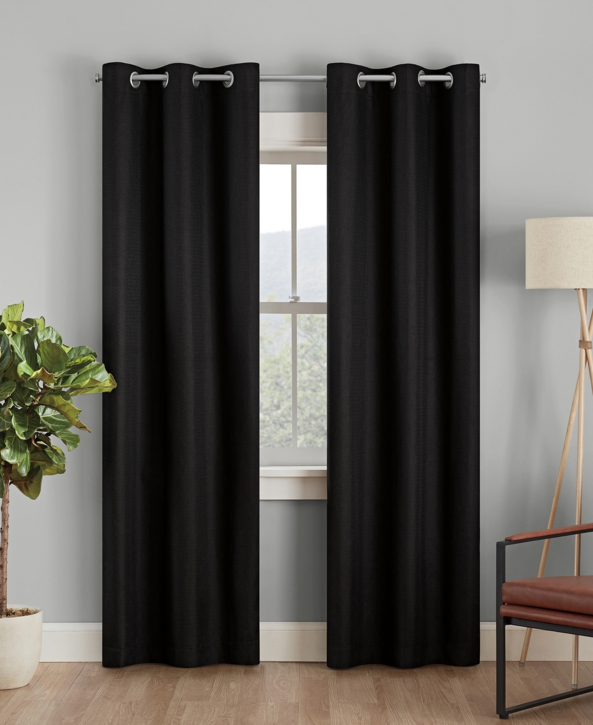 Eclipse Desmond Basketweave Blackout Thermaback Grommet 40" X 63" Curtain Panel