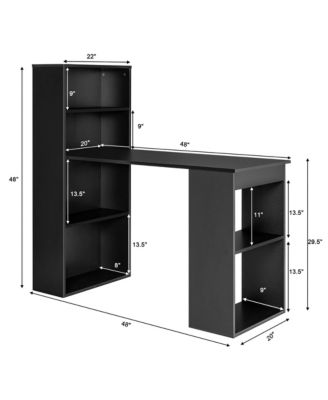 Computer Desk Writing Workstation Office 6-Tier Storage Shelves