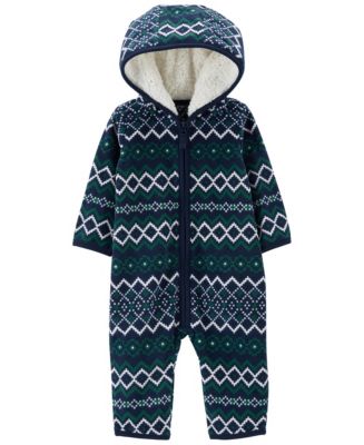 Carter s Baby Boys Fair Isle Sherpa Hooded Fleece Jumpsuit Macy s