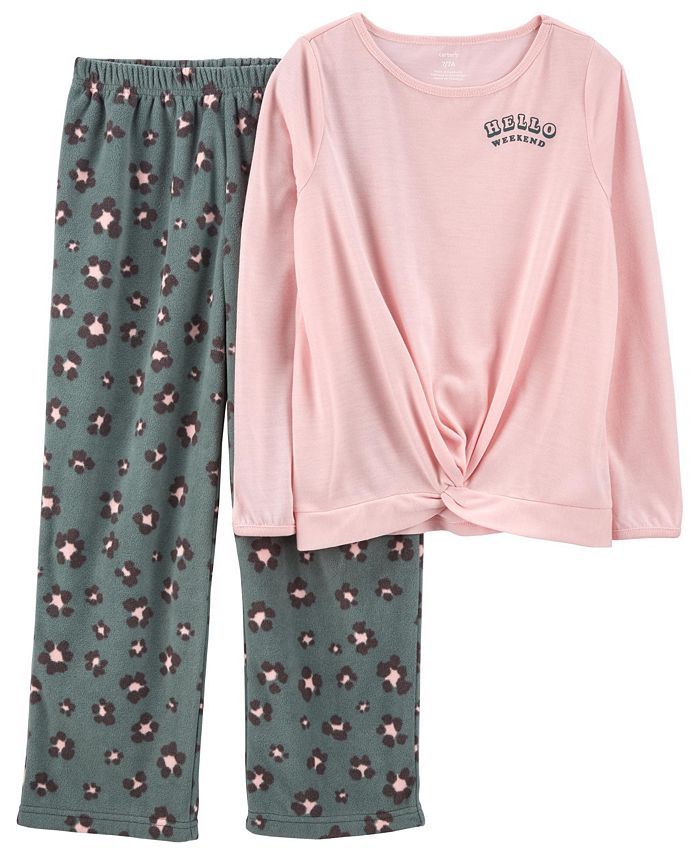 Carter's Big Girls Leopard Loose Fit Fleece Pajama, 2 Piece Set Macy's