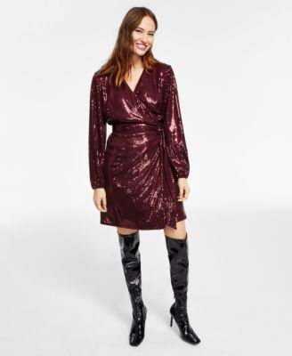 sequin wrap dress