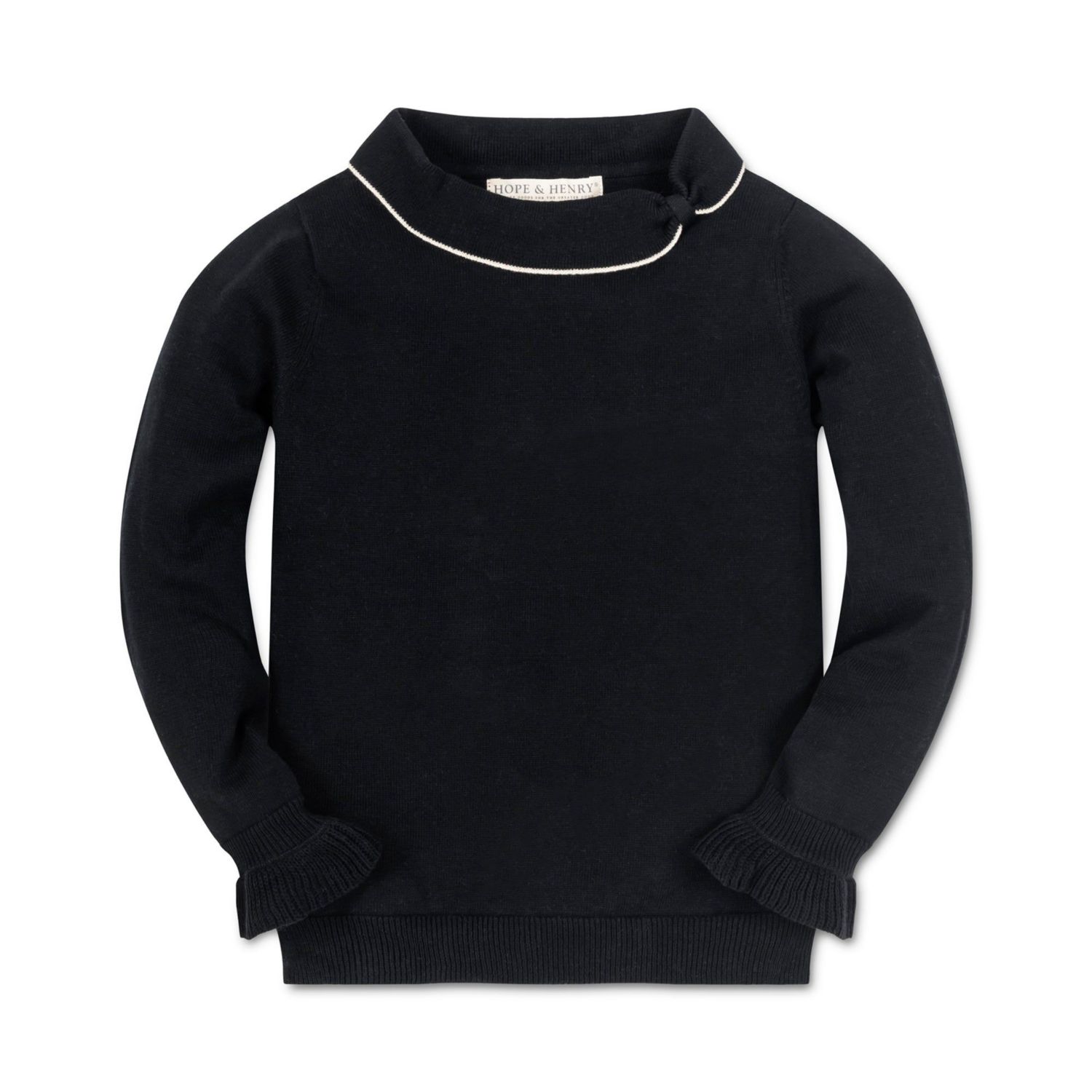 Hope and Henry Girls' Long Sleeve Ruffle Cuff Collar Sweater, Kids
