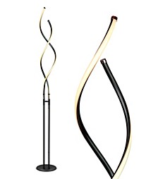 Embrace LED Spiral 2-in-1 Floor and End Table Lamp Combo with Adjustable Height - Black