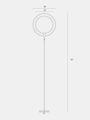 Eclipse 79" LED Torchiere Floor Lamp with Adjustable Rings