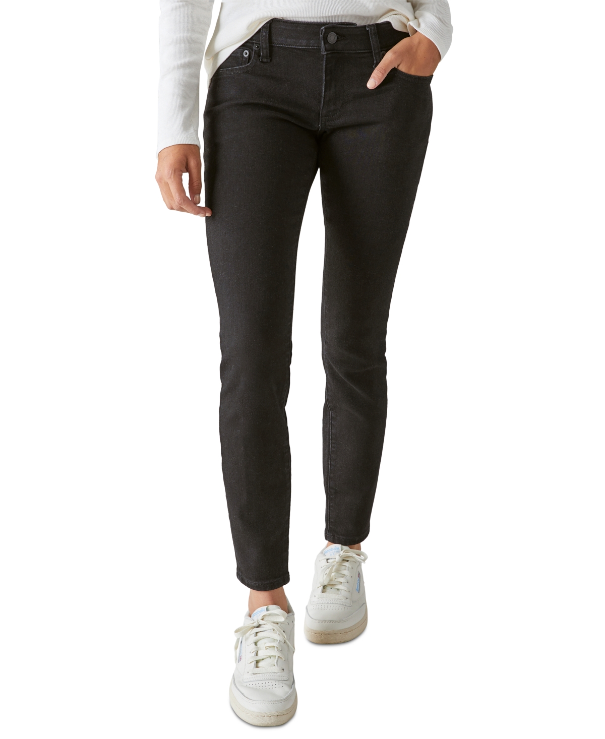 Shop Lucky Brand Women's Lizzie Low-rise Skinny Jeans In Clean Black
