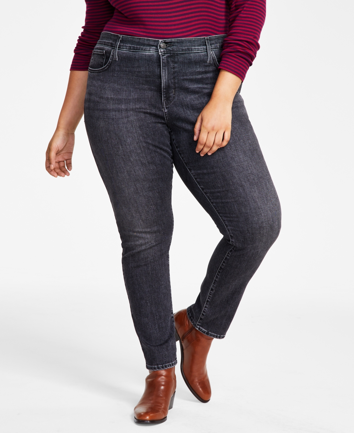 Levi's Trendy Plus Size 311 Shaping Skinny Jeans In Black Worn In