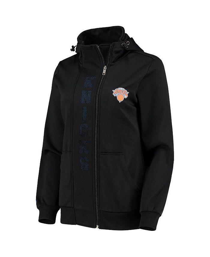 FISLL Women's Black New York Knicks Perforated Full-Zip Hoodie Jacket ...