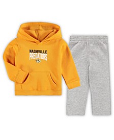 Infant Boys and Girls Gold, Heathered Gray Nashville Predators Fan Flare Pullover Hoodie and Pants Set