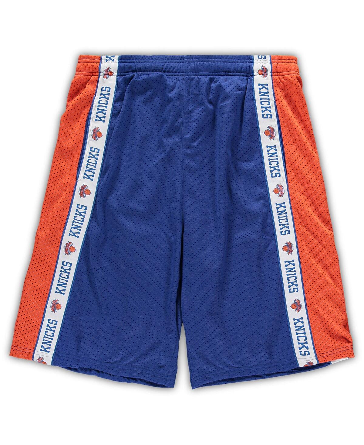 Shop Fanatics Men's  Royal And Orange New York Knicks Big And Tall Tape Mesh Shorts In Royal,orange