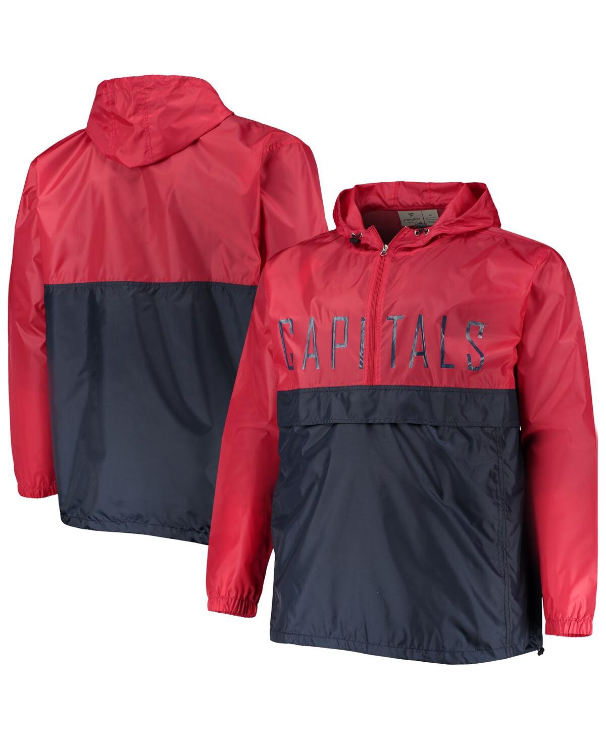 Profile Men's Red Washington Capitals Big And Tall Anorak Half-zip Pullover Hoodie In Red