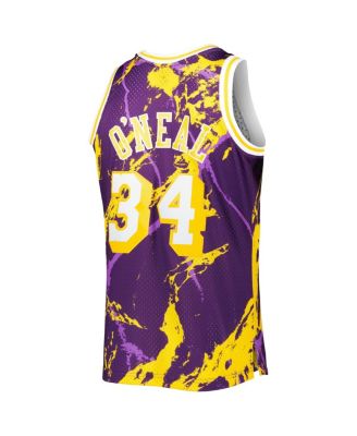 Men's Shaquille O'Neal Purple Los Angeles Lakers 1996-97 Hardwood Classics Marble Swingman Jersey