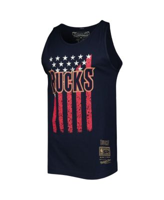 Men's Navy Milwaukee Bucks Hardwood Classics Americana Stars and Stripes Tank Top