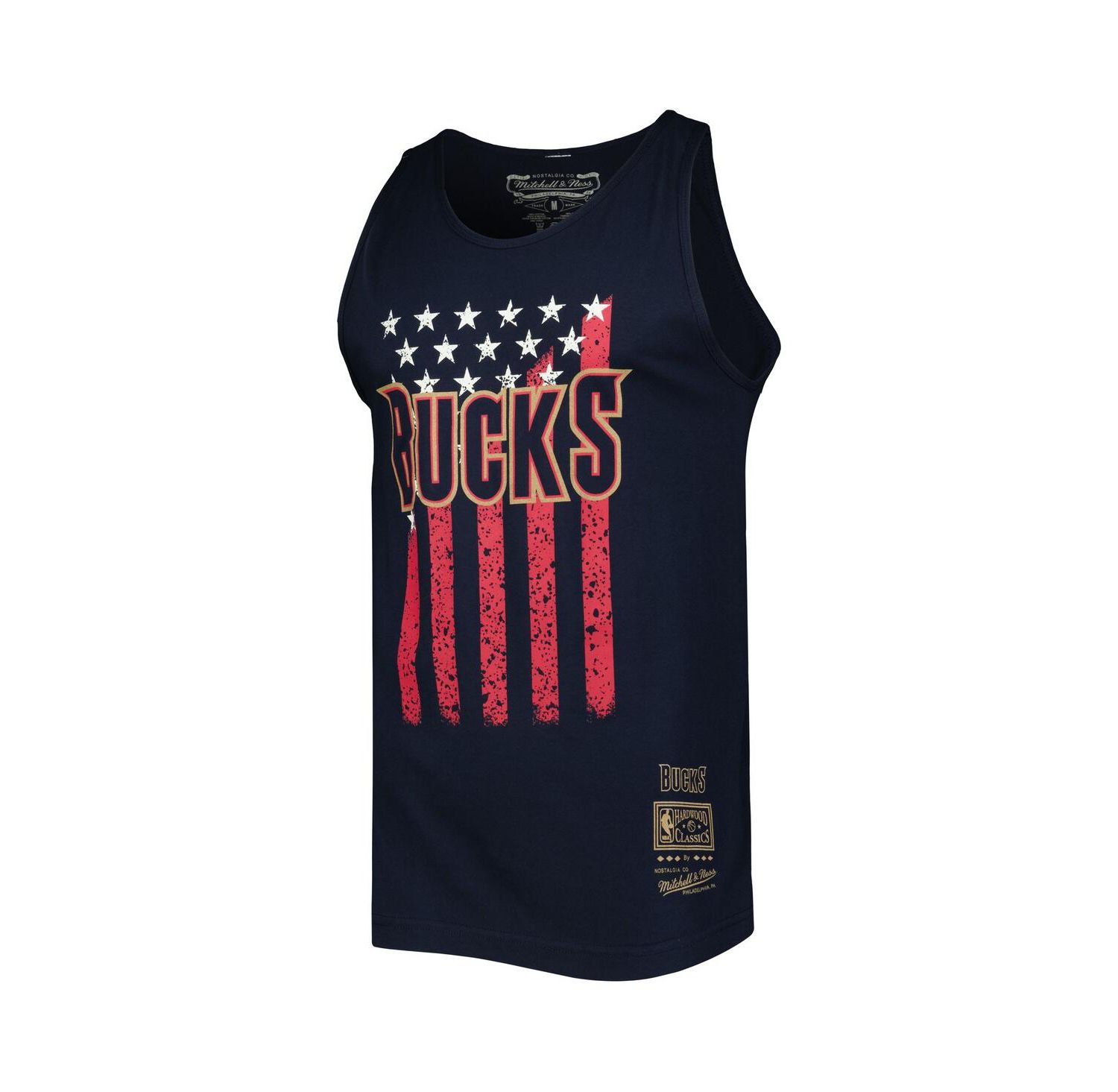 Men's Navy Milwaukee Bucks Hardwood Classics Americana Stars and Stripes Tank Top