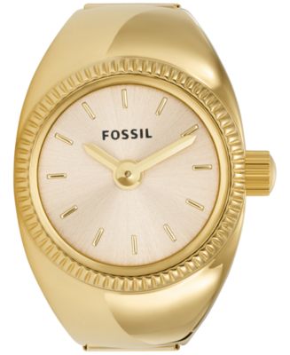 Fossil Women's Ring Watch Two-Hand Gold-Tone Stainless Steel Bracelet ...