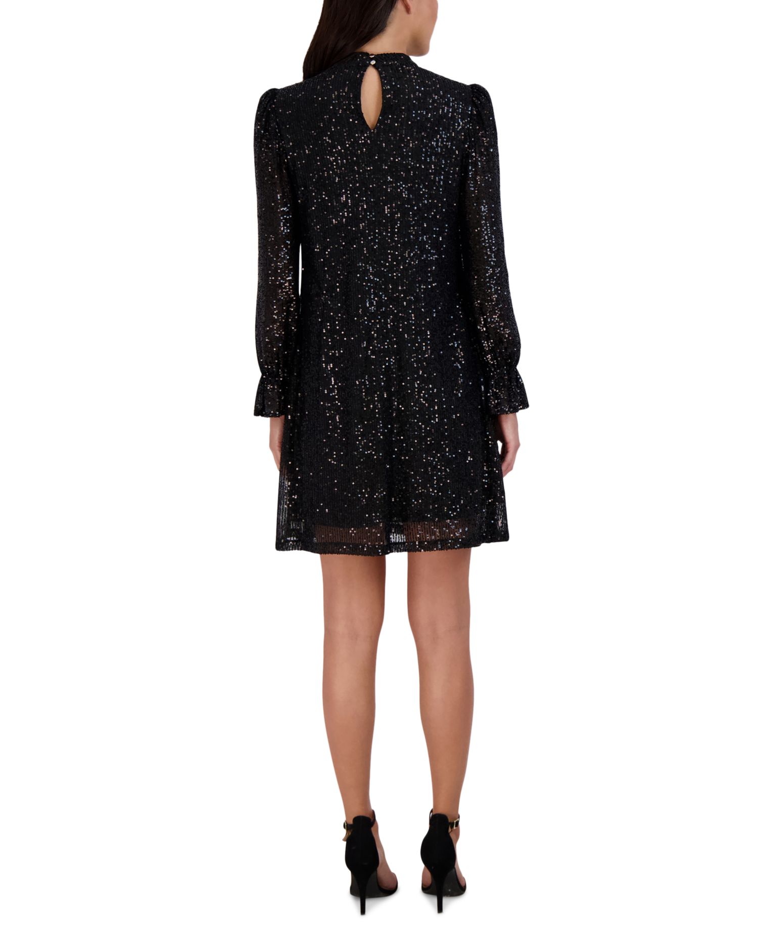 Sequin Mock-Neck Sheath Dress