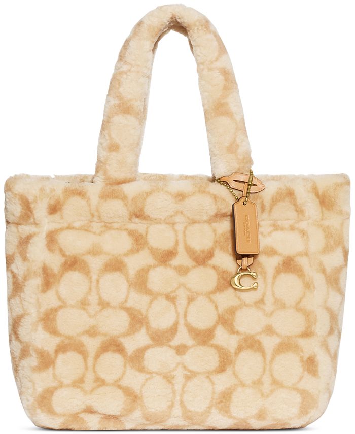 COACH Signature Shearling Tote 30 with Removable Leather Crossbody