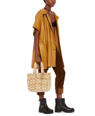 COACH Signature Shearling Tote 30 with Removable Leather Crossbody Strap