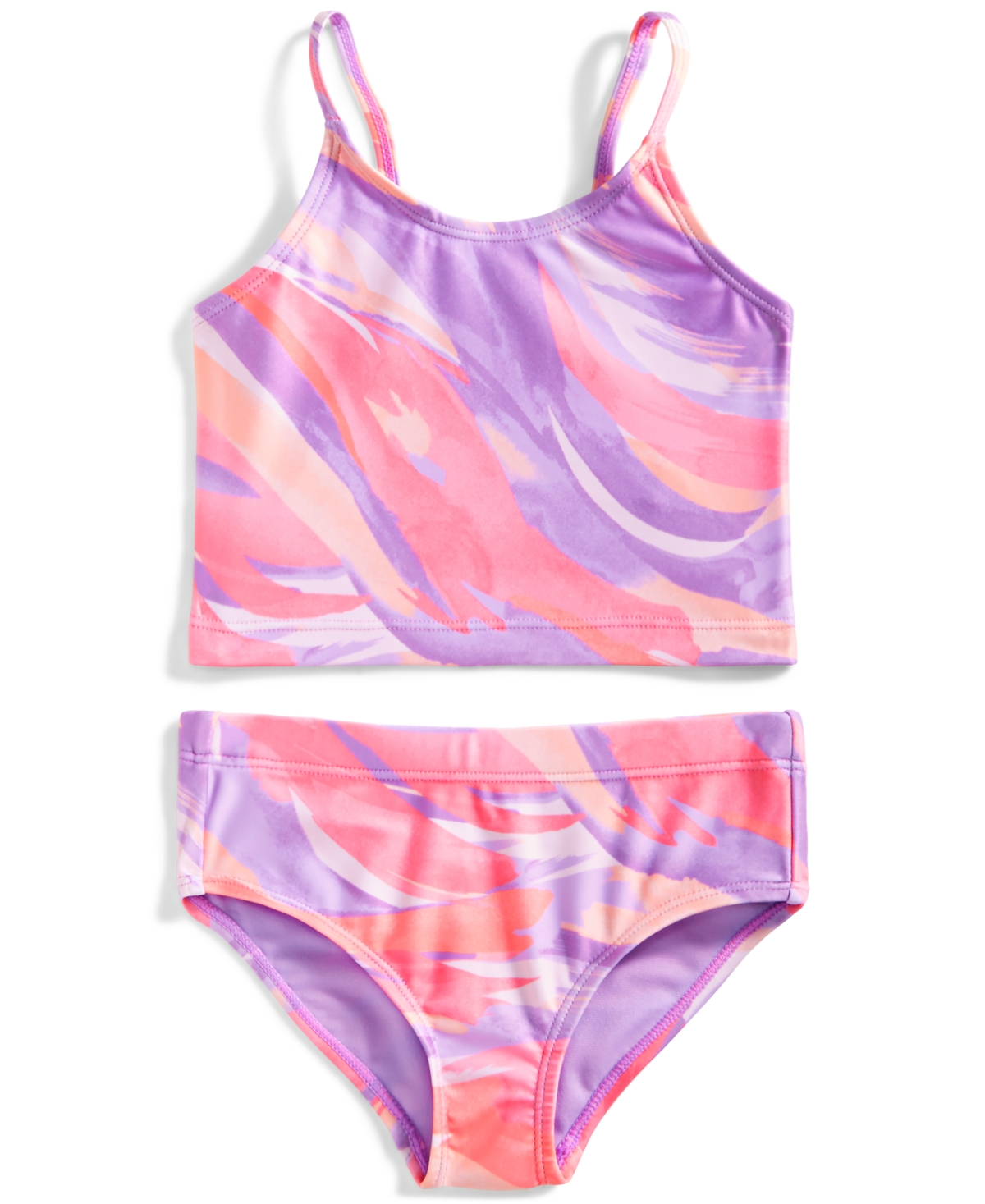 Id Ideology Kids' Toddler & Little Girls Brushstroke Tankini, Created For Macy's In Crocus Petal