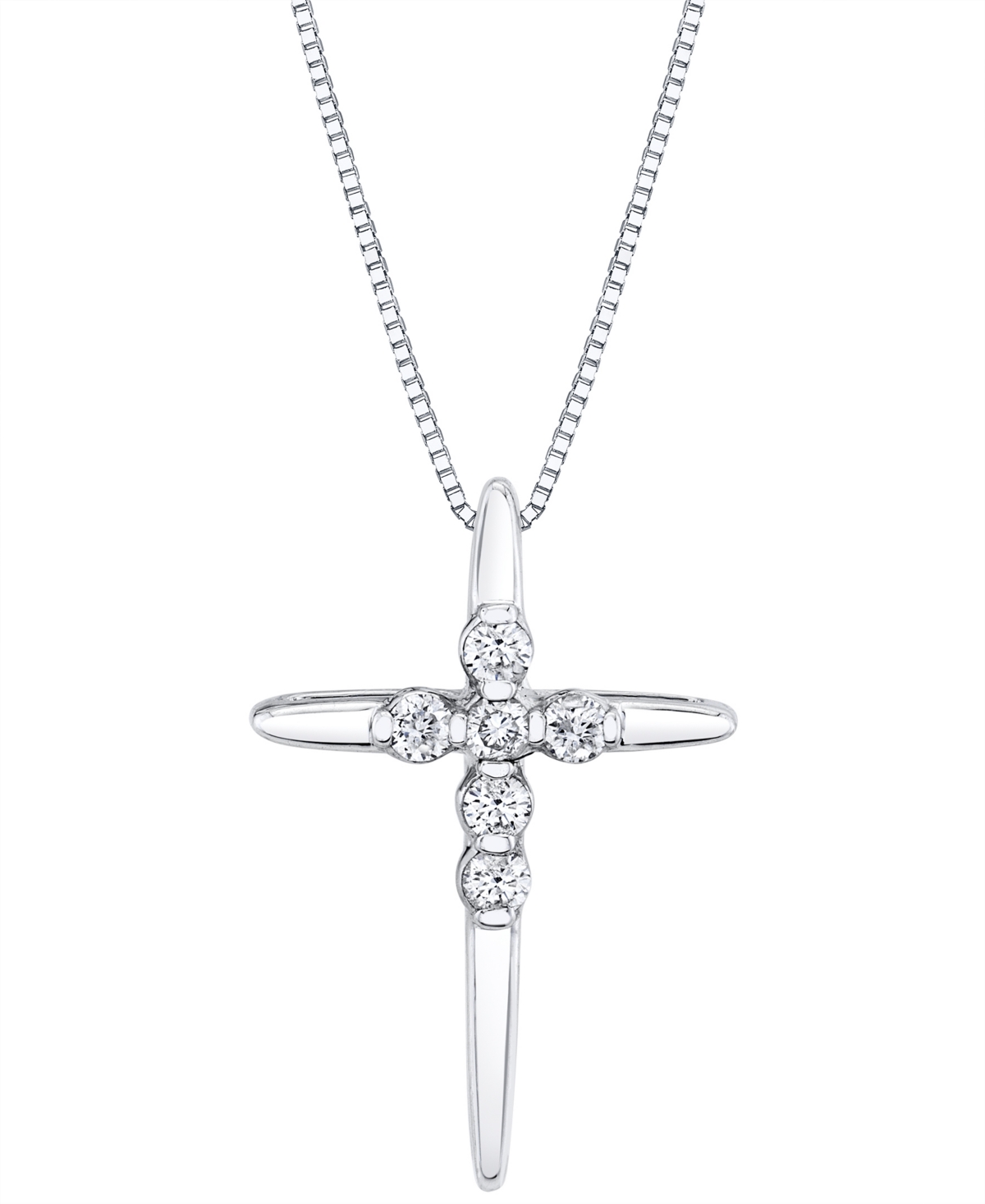 Diamond Cross 18" Pendant Necklace (1/8 ct. t.w.) in 14k White or Yellow Gold - White Gold