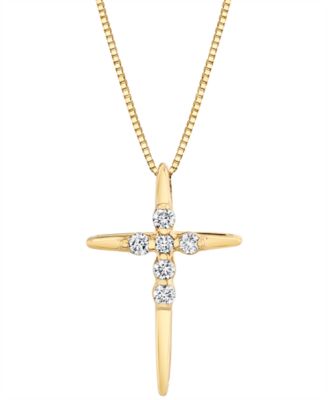 Sirena Diamond Cross 18 Pendant Necklace 18 ct tw in 14k White or Yellow Gold - Yellow Gold 585$