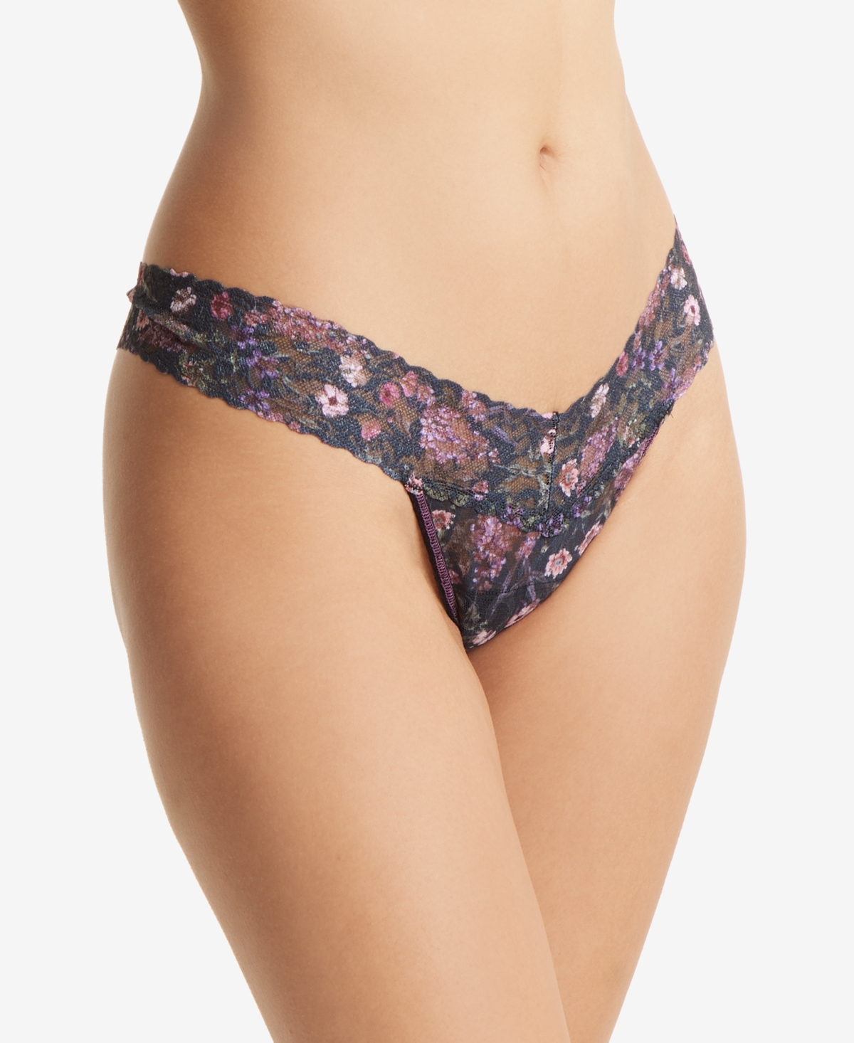 Hanky Panky Low-rise Printed Lace Thong In Myddleton Gardens