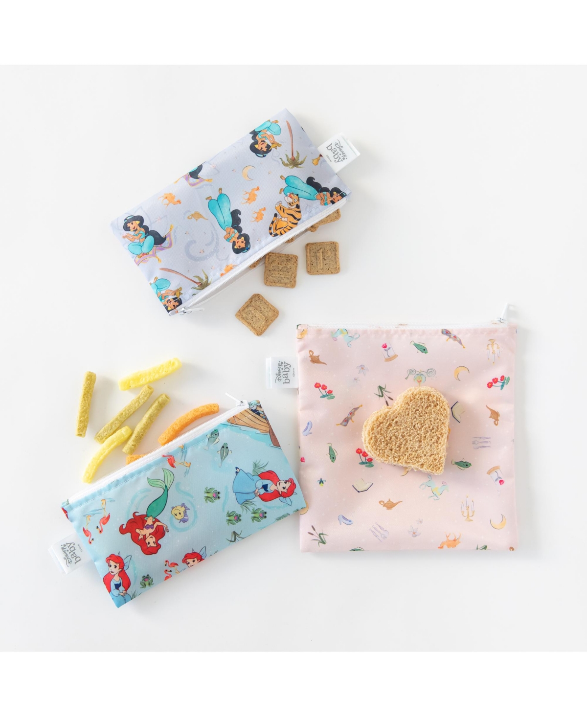 Shop Bumkins Baby Girls Disney Princess Snack Bag, Pack Of 3 In Princess Magic,ariel,jasmine