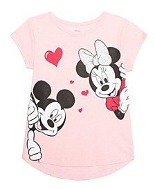Little Girls Minnie and Mickey Mouse Short Sleeve T-shirt