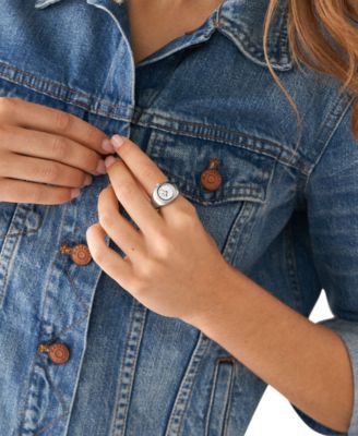 Women's Ring Watch Two-Hand Gold-Tone Stainless Steel Bracelet Watch, 15mm