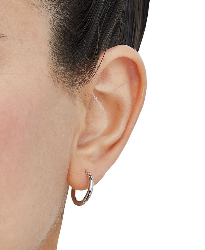 Macy's Polished Tube Small Hoop Earrings in 14k White Gold, 15mm