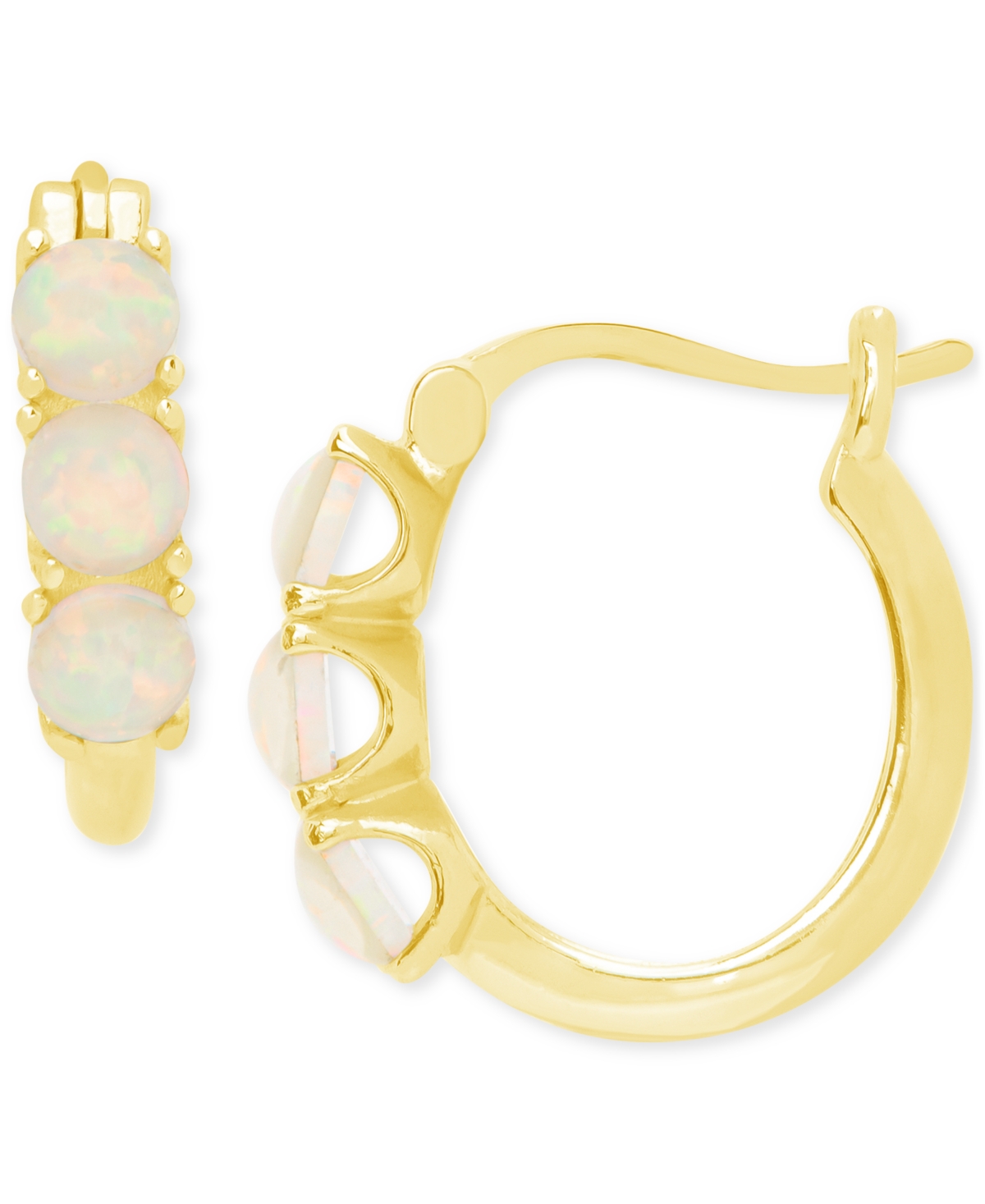 Macy's Lab-grown Opal Huggie Hoop Earrings (7/8 Ct. T.w.) In Gold