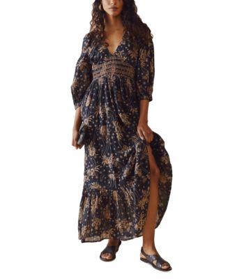 Free People Women's Golden Hour V-Neck Tiered Maxi Dress - Macy's