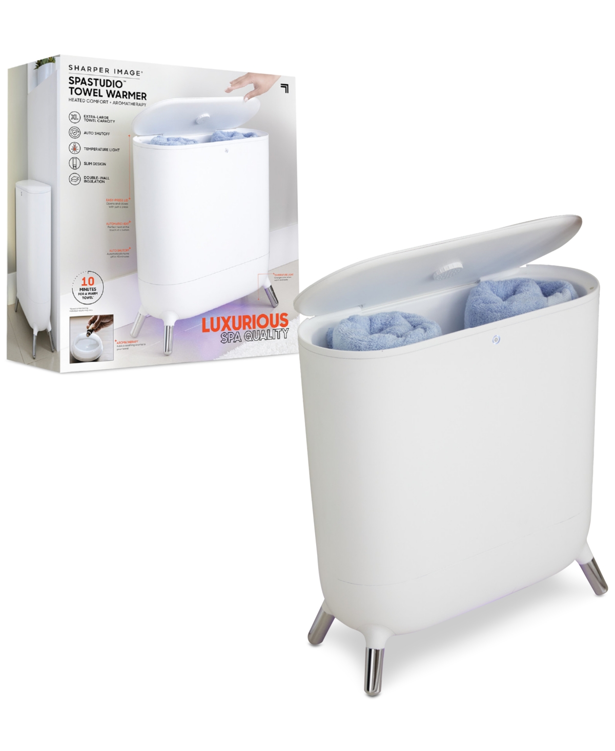 Sharper Image Spastudio Automatic Towel Warmer In White