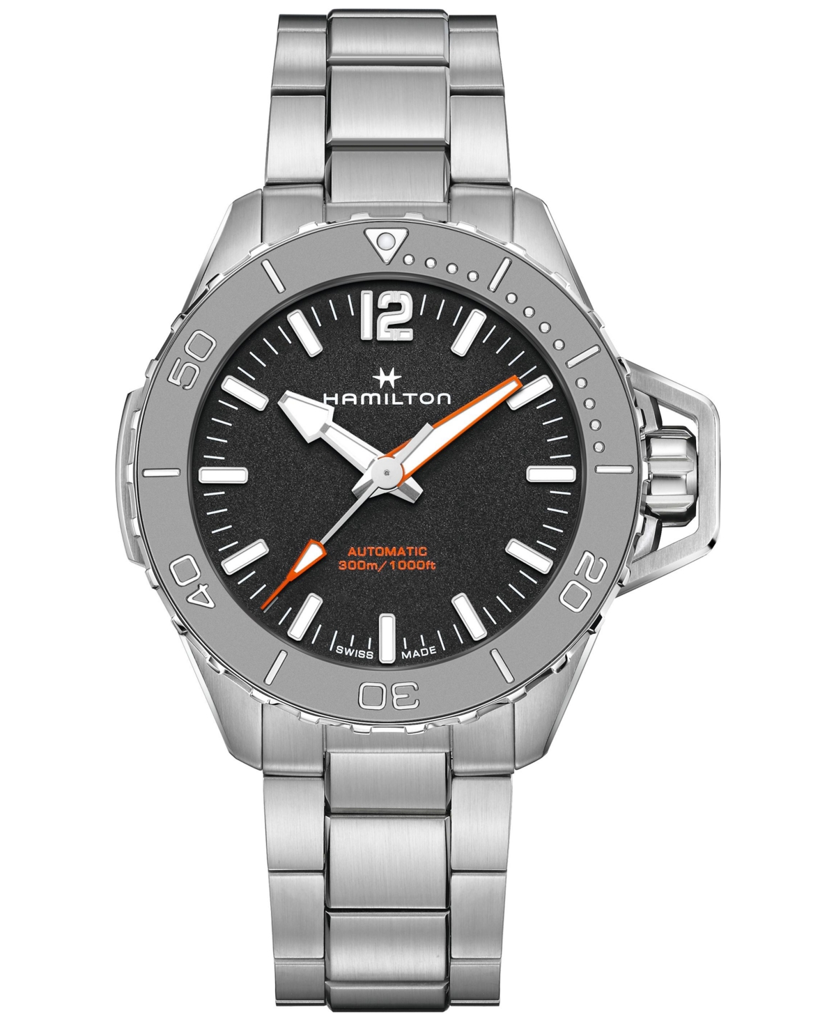 Men's Swiss Automatic Khaki Navy Frogman Stainless Steel Bracelet Watch 46mm - Black
