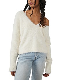 Women's Serendipity Off-The-Shoulder V-Neck Eyelash Sweater