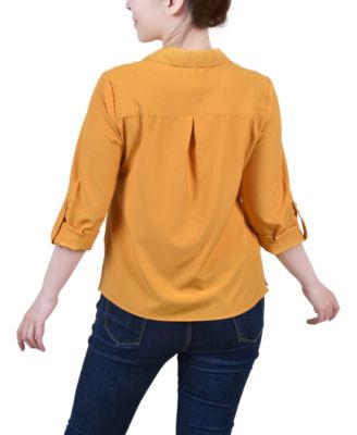 Women's 3/4 Roll Tab Blouse with Pockets