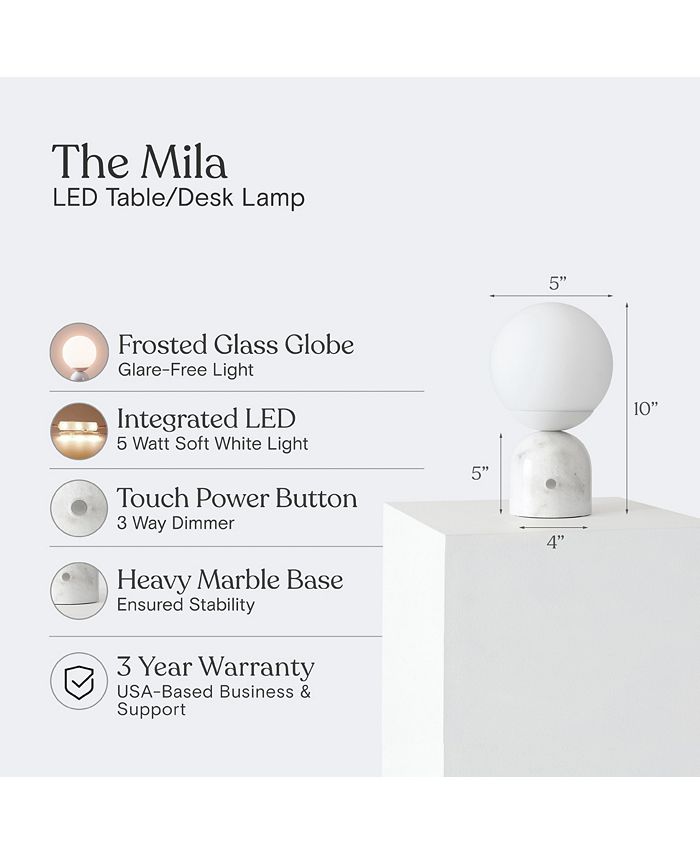Brightech Mila LED Modern Decor Table Desk & Nightstand Lamp with ...