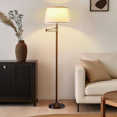 Caden 62" LED Modern Floor Lamp with Swing Arm & Drum Shade