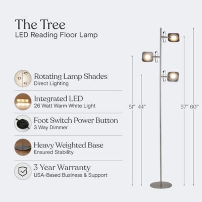 Tree 60" Modern LED Floor Lamp with Adjustable Heads