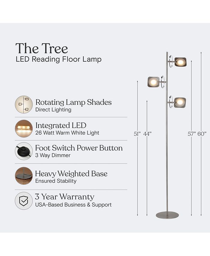 Brightech Tree LED Modern Decor Floor Lamp with Adjustable Heads ...