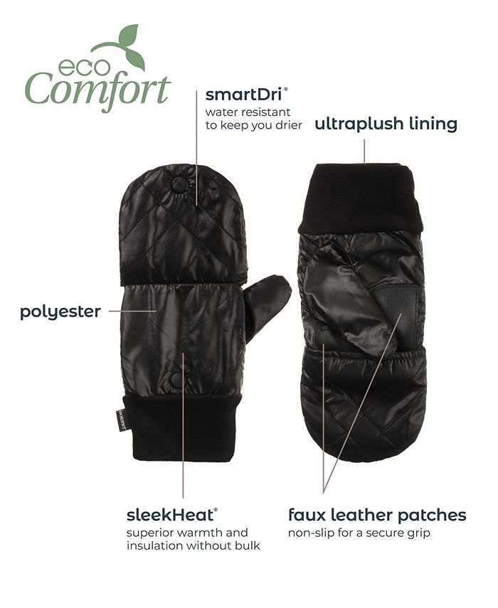 Isotoner Signature Insulated Water Repellent Quilted Flip Mittens Macy's